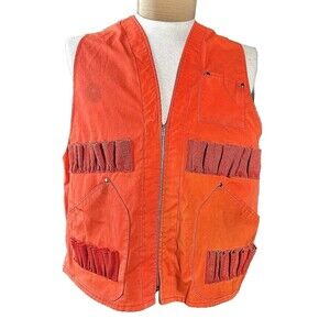 Vintage 50’s/60’s Lightly Distressed Orange PVC Hunting Vest With Game Pouch